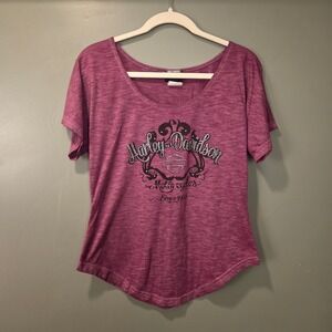Harley-Davidson Women's Burnout Lightweight T-Shirt Size S Rhinestones Purple